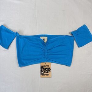 One Teaspoon Body Holster Top Women Medium Super Blue Off‎ Shoulder Ruched
